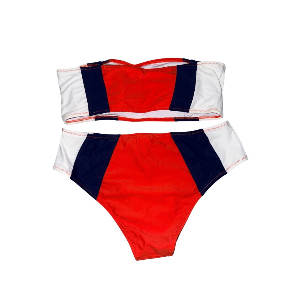 Cupshe Orange Navy White Color-Block Two-Piece Bikini - Picture 4 of 8
